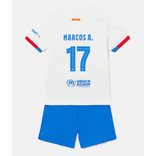 Dětský Fotbalový dres Barcelona Marcos Alonso #17 2023-24 Venkovní Krátký Rukáv (+ trenýrky)